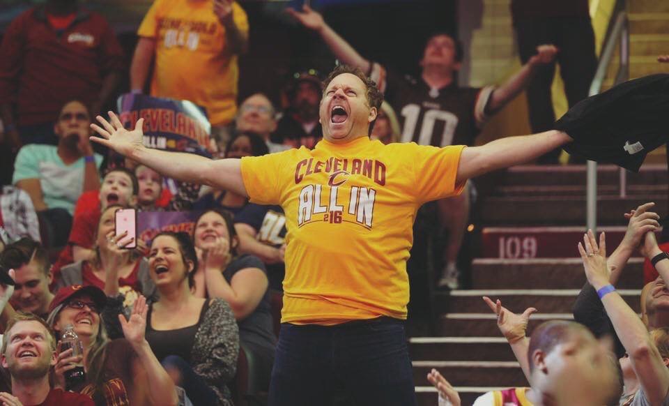 Cameron Hughes firing up the crowd at the NBA Finals